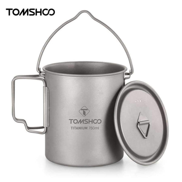 Planet Gates With Lid Outdoor Camping Cookware Cooking Ultralight 750ml Titanium Pot Cup Portable Titanium Water Mug Cup kamp malzemeleri