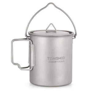 Planet Gates With Lid Outdoor Camping Cookware Cooking Ultralight 750ml Titanium Pot Cup Portable Titanium Water Mug Cup kamp malzemeleri