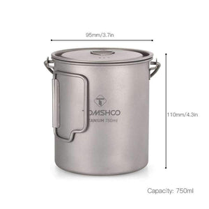 Planet Gates With Lid Outdoor Camping Cookware Cooking Ultralight 750ml Titanium Pot Cup Portable Titanium Water Mug Cup kamp malzemeleri