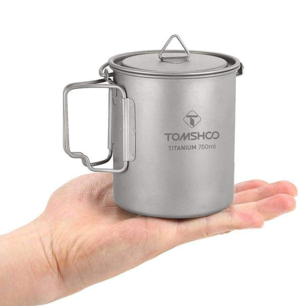 Planet Gates With Lid Outdoor Camping Cookware Cooking Ultralight 750ml Titanium Pot Cup Portable Titanium Water Mug Cup kamp malzemeleri