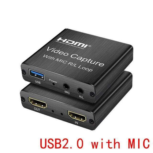 Planet Gates with MIC 4K HDMI Video Capture Card 1080p Board Game Capture Card USB 2.0 Recorder Box Device for Live Streaming Video Recording Loop Out