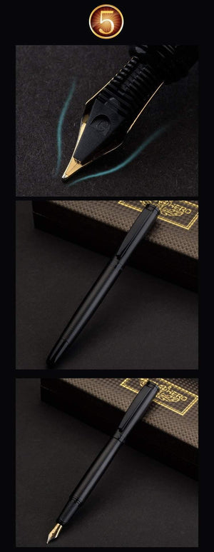 Planet Gates With pen bag Metal Matte black thread body Iraurita fountain pen 0.5mm ink pens Business Office