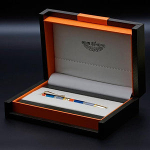 Planet Gates With Pen Box Fountain Pen Full metal Golden Clip luxury ink pens Caneta Stationery Office supplies