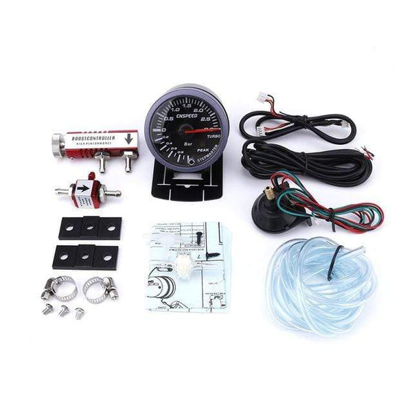 Planet Gates with red controll 60mm 2.5" Car Turbo Boost Gauge 3 BAR  12V + Turbo Boost controller kit adjustable 1-30PSI  With Sensor