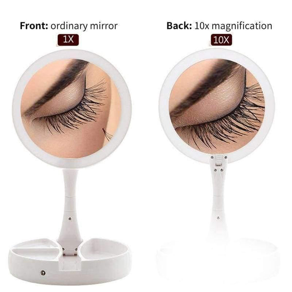 Planet Gates with retail box Mirror Folding 10x Magnification Makeup Mirror Compact Stand Hand Cosmetic Mirror Woman Pocket Mirrors vanity Lamp