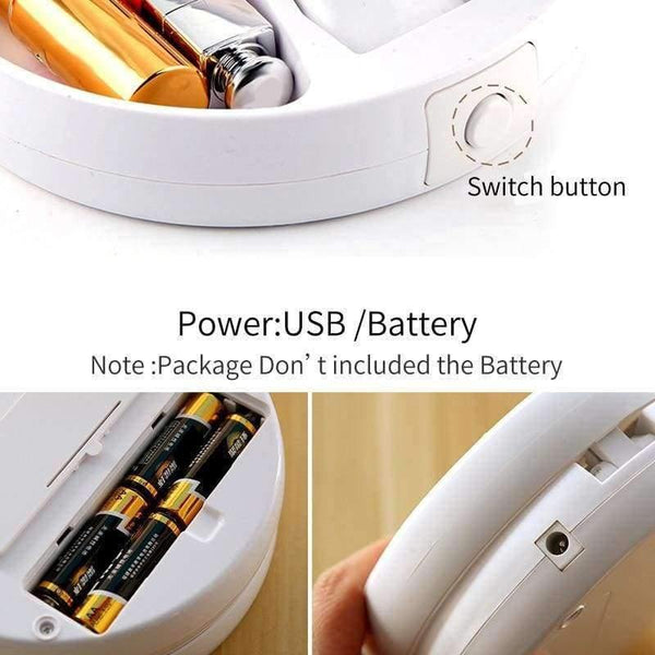 Planet Gates with retail box Mirror Folding 10x Magnification Makeup Mirror Compact Stand Hand Cosmetic Mirror Woman Pocket Mirrors vanity Lamp