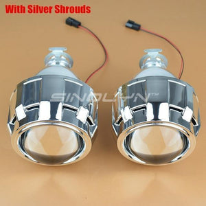 Planet Gates with silver shrouds Car Styling LHD RHD Retrofit WST Mini HID H1 2.5 inch Bi-xenon Projector Lens Headlight lenses fits H4 H7,Use H1 Bulb