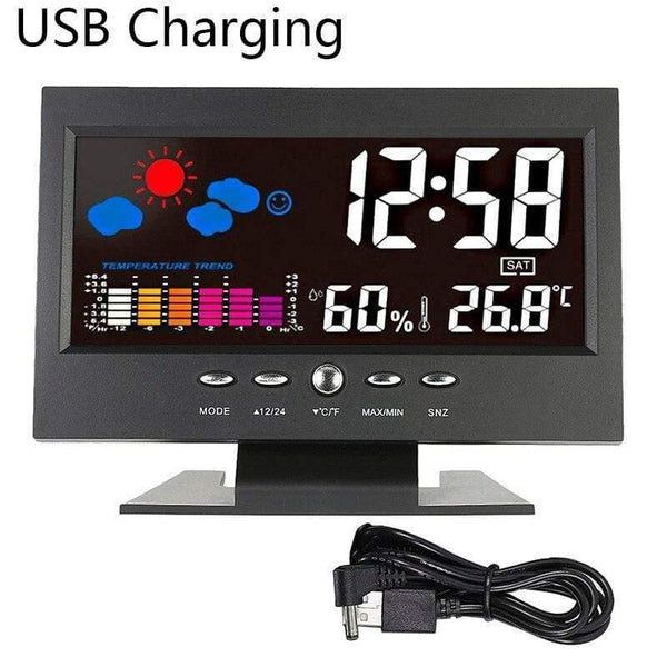 LCD Digital Thermometer Hygrometer Large Screen  Calendar Clock Weather Station Desk Clock Temperature Humidity Meter