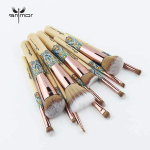 Planet Gates without bag Makeup Brushes 12PCS Set Bamboo Make Up Brush Soft Synthetic Collection Kit with Powder Contour Eyeshadow Eyebrow Brushes