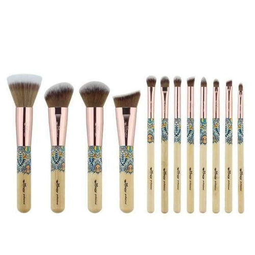 Planet Gates without bag Makeup Brushes 12PCS Set Bamboo Make Up Brush Soft Synthetic Collection Kit with Powder Contour Eyeshadow Eyebrow Brushes