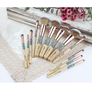Planet Gates without bag Makeup Brushes 12PCS Set Bamboo Make Up Brush Soft Synthetic Collection Kit with Powder Contour Eyeshadow Eyebrow Brushes