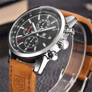 Planet Gates without box Men Watch Top Brand Luxury Male Leather Waterproof Chronograph Quartz Military Wrist Watch Men Clock saat