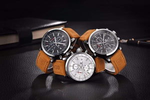 Planet Gates without box Men Watch Top Brand Luxury Male Leather Waterproof Chronograph Quartz Military Wrist Watch Men Clock saat