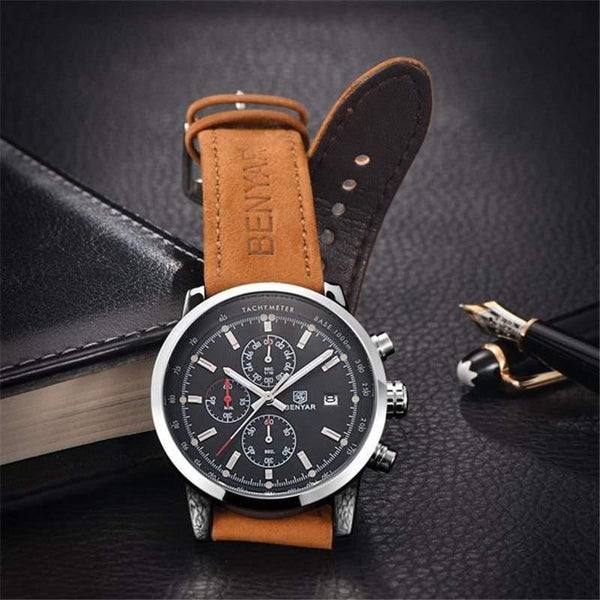 Planet Gates without box Men Watch Top Brand Luxury Male Leather Waterproof Chronograph Quartz Military Wrist Watch Men Clock saat