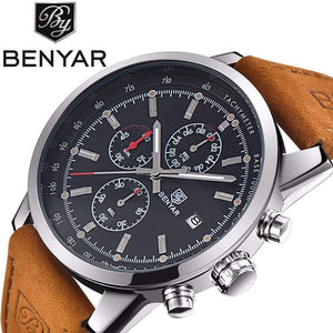 Planet Gates without box Men Watch Top Brand Luxury Male Leather Waterproof Chronograph Quartz Military Wrist Watch Men Clock saat
