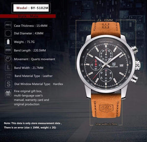 Planet Gates without box Men Watch Top Brand Luxury Male Leather Waterproof Chronograph Quartz Military Wrist Watch Men Clock saat