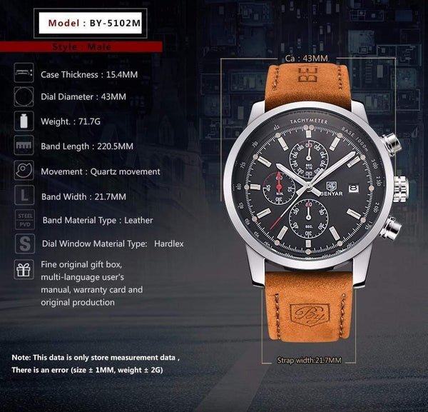 Planet Gates without box Men Watch Top Brand Luxury Male Leather Waterproof Chronograph Quartz Military Wrist Watch Men Clock saat
