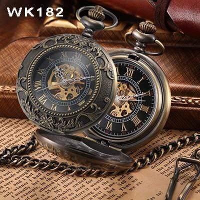 Planet Gates Wk182 / United States Pocket Watch Mechanical Pocket Watches Flip Clock Necklace Retro Skeleton Vintage Pocket Fob Watch Chain Dropshipping