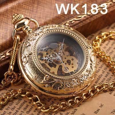 Planet Gates Wk183 / United States Pocket Watch Mechanical Pocket Watches Flip Clock Necklace Retro Skeleton Vintage Pocket Fob Watch Chain Dropshipping