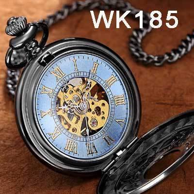 Planet Gates Wk185 / United States Pocket Watch Mechanical Pocket Watches Flip Clock Necklace Retro Skeleton Vintage Pocket Fob Watch Chain Dropshipping