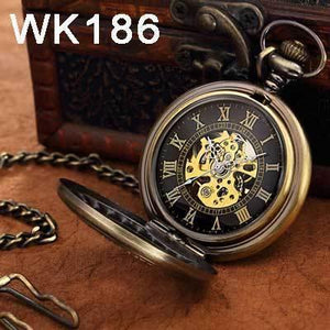 Planet Gates Wk186 / United States Pocket Watch Mechanical Pocket Watches Flip Clock Necklace Retro Skeleton Vintage Pocket Fob Watch Chain Dropshipping