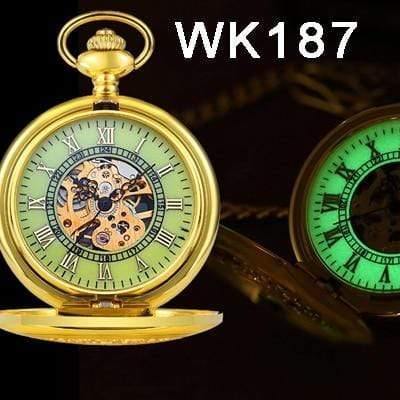 Planet Gates Wk187 / United States Pocket Watch Mechanical Pocket Watches Flip Clock Necklace Retro Skeleton Vintage Pocket Fob Watch Chain Dropshipping