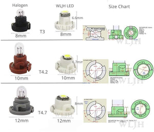 Planet Gates WLJH 10x T3 T4.2 T4.7 Led Neo Wedge 3030 SMD Heater A/C Climate Control Backlight Gauge Instrument Dash Light Lamp Bulb for Car