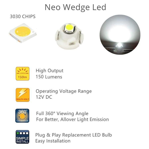 Planet Gates WLJH 10x T3 T4.2 T4.7 Led Neo Wedge 3030 SMD Heater A/C Climate Control Backlight Gauge Instrument Dash Light Lamp Bulb for Car