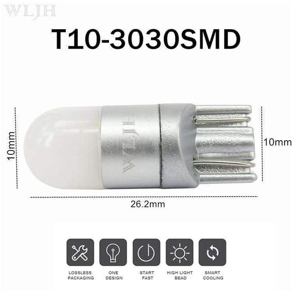 Planet Gates WLJH 2x 12v 24v Car Led Light W5W T10 Led Bulb 3030 SMD Auto DRL Lights Interior Dome Reading Parking Bulb Clearance Lamp White
