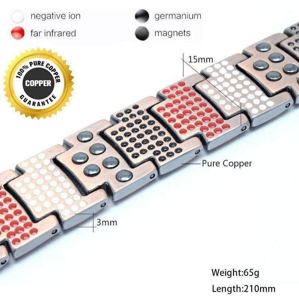 Planet Gates WMBC005 / 21cm iWrist Men's Healing Pure Copper Magnetic Bracelets&Bangles Men Health Care Elements Magnetic Germanium Benefit Healthy Jewelry