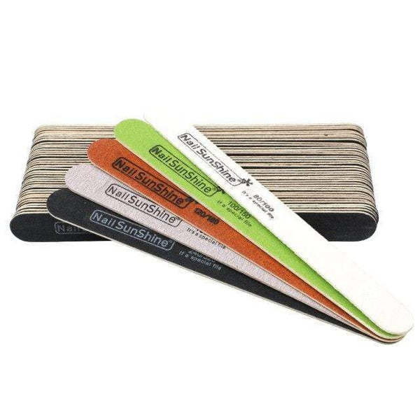 Planet Gates WMIX-100 100pcs Strong Thick Wood Nail File Multi Grit Wooden Sandpaper Nails File For Manicure Buffing Straight lime a ongle Nail Tools
