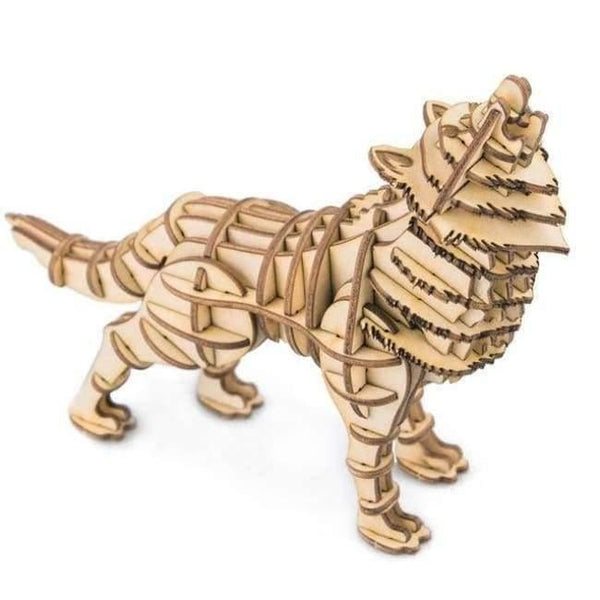 Planet Gates Wolf / China 10 Kinds DIY 3D Wooden Animal&Building Puzzle Game Assembly Toy Gift for Children Kids Adult Model Kits TG207