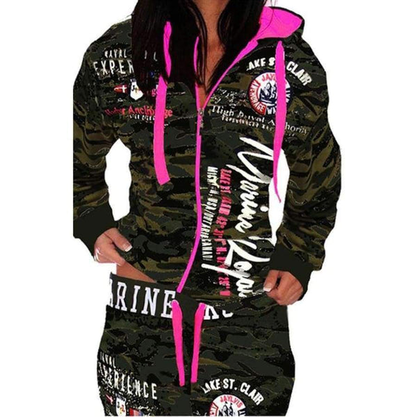 Planet Gates Women 2 piece Set tracksuit set women outfit Hooded Sweatshirt with trousers printing zipper track suit set femme