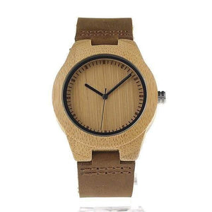 Planet Gates women 38mm Simplicity Lovers' Wooden Watches Handmade Bamboo Quartz Watch with Leather Strap for Men Women as Gift Item