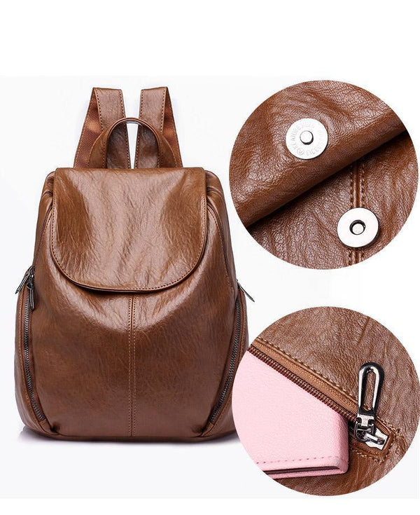 Planet Gates Women Backpack Feminine Leisure Rucksack PU Leather Mochila Escolar Vintage Bags for Women Female Backpacks Fashion Daypack