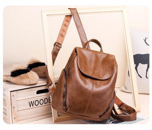 Planet Gates Women Backpack Feminine Leisure Rucksack PU Leather Mochila Escolar Vintage Bags for Women Female Backpacks Fashion Daypack