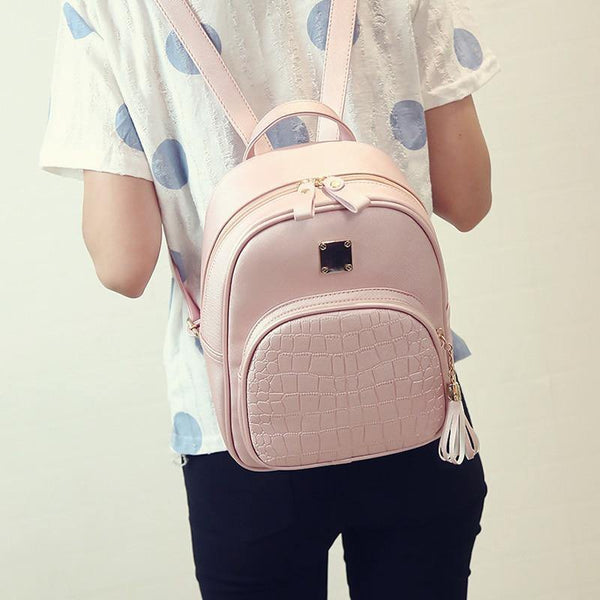 Planet Gates Women backpack leather school bags for teenager girls stone sequined female preppy style small backpack