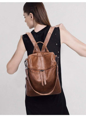 Planet Gates Women Backpack PU Leather Daypack Fashion Backpacks Female Mochila Feminine Casual Large Capacity Vintage Shoulder Bags