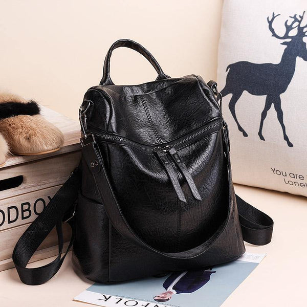 Planet Gates Women Backpack PU Leather Daypack Fashion Backpacks Female Mochila Feminine Casual Large Capacity Vintage Shoulder Bags