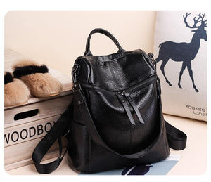 Planet Gates Women Backpack PU Leather Daypack Fashion Backpacks Female Mochila Feminine Casual Large Capacity Vintage Shoulder Bags
