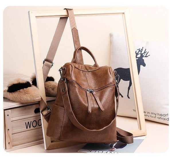 Planet Gates Women Backpack PU Leather Daypack Fashion Backpacks Female Mochila Feminine Casual Large Capacity Vintage Shoulder Bags