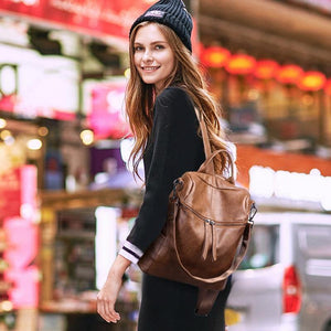 Planet Gates Women Backpack PU Leather Daypack Fashion Backpacks Female Mochila Feminine Casual Large Capacity Vintage Shoulder Bags