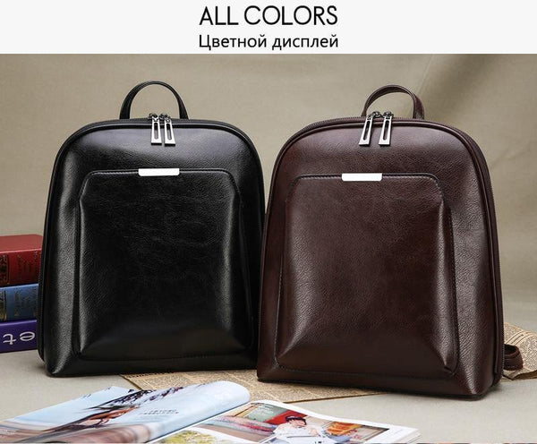 Planet Gates Women Backpack School Bags for Teenage Girls Shoulder Bag Female Oil Wax Leather Backpacks Mochilas