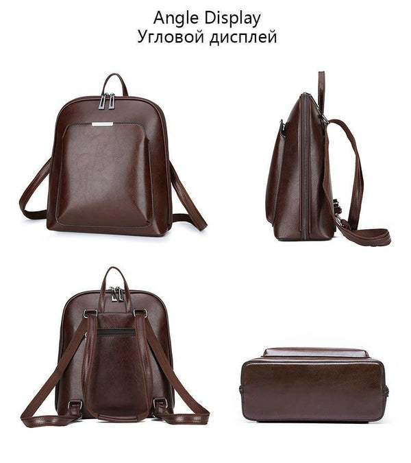 Planet Gates Women Backpack School Bags for Teenage Girls Shoulder Bag Female Oil Wax Leather Backpacks Mochilas