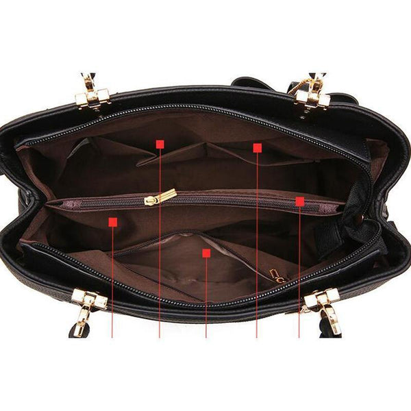 Planet Gates Women Bag Vintage Handbag Casual Tote Fashion Women Messenger Bags Shoulder Top-Handle Purse Wallet Leather 2018 Black A1834