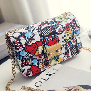 Planet Gates Women Bags Summer Graffiti Ladies designer handbags high quality chain mini bag women messenger bags for women Clutch