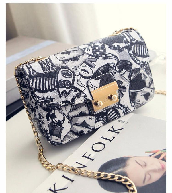 Planet Gates Women Bags Summer Graffiti Ladies designer handbags high quality chain mini bag women messenger bags for women Clutch