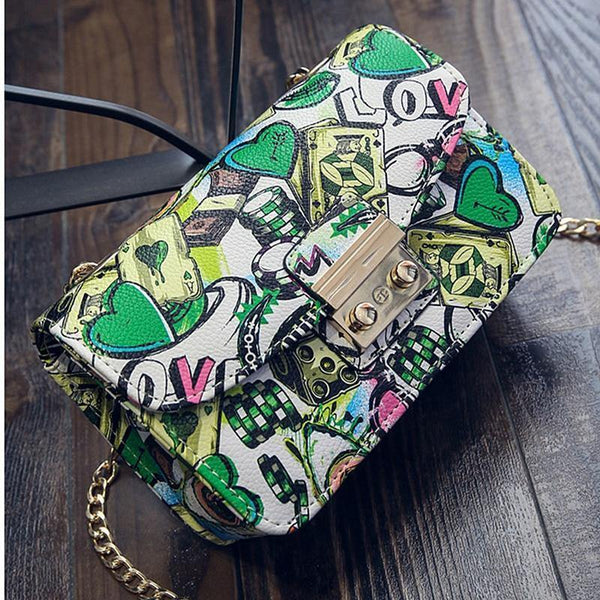 Planet Gates Women Bags Summer Graffiti Ladies designer handbags high quality chain mini bag women messenger bags for women Clutch