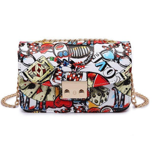 Planet Gates Women Bags Summer Graffiti Ladies designer handbags high quality chain mini bag women messenger bags for women Clutch