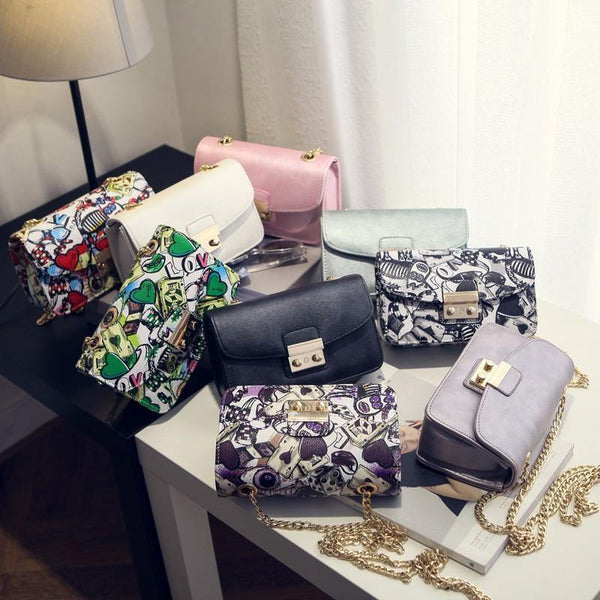 Planet Gates Women Bags Summer Graffiti Ladies designer handbags high quality chain mini bag women messenger bags for women Clutch